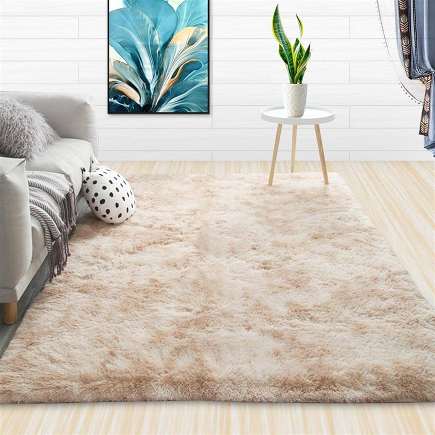 Marble Cream Fluffy Rug
